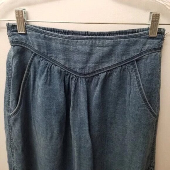 Aritzia Wilfred Gabrielle Chambray Denim Lyocell Linen Midi Skirt Side Slits XXS - Picture 12 of 12